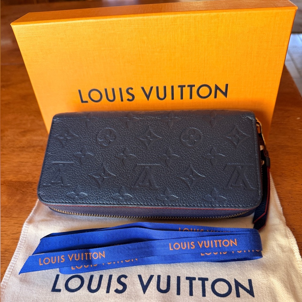 Louis Vuitton Zippy Wallet – Navy Blue Empreinte Leather (Full Set)